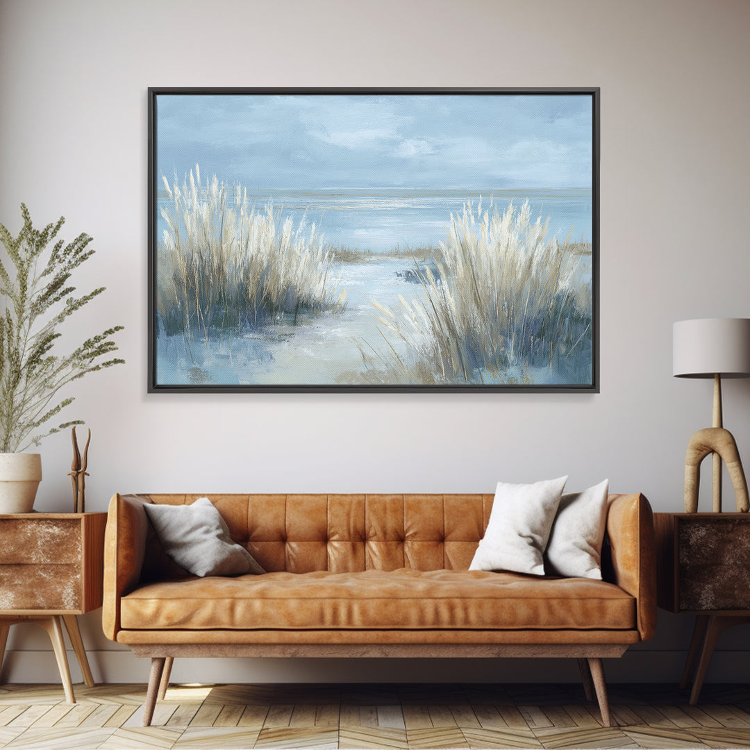 Coastal Grasses Moving Framed Canvas Print, Coastal Art, Modern Wall Art, Coastal Decor, Oil Painting, Coastal, Coastal Prints, COA-3x2-8