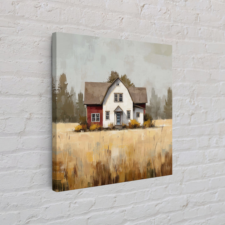 White Farmhouse Surrounded by Tall Grass Canvas Print, Country Art, Farmhouse Wall Decor, Farmhouse Decor, Fine Art, Country, COU-1x1-10