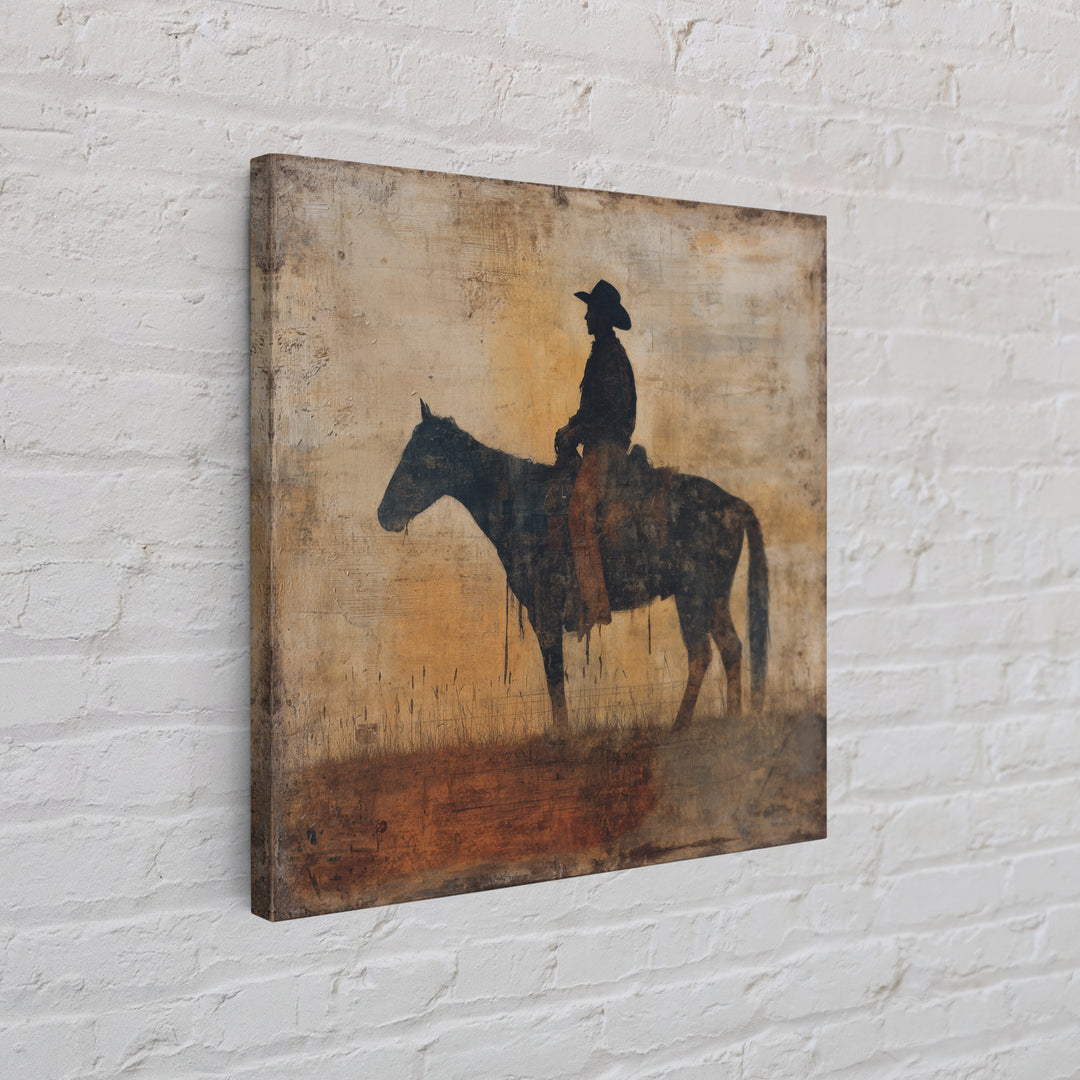 Horse and Rider Silhouette at Dusk Canvas Print, Country Art, French Country Decor, Farmhouse Decor, Fine Art, Country, COU-1x1-17