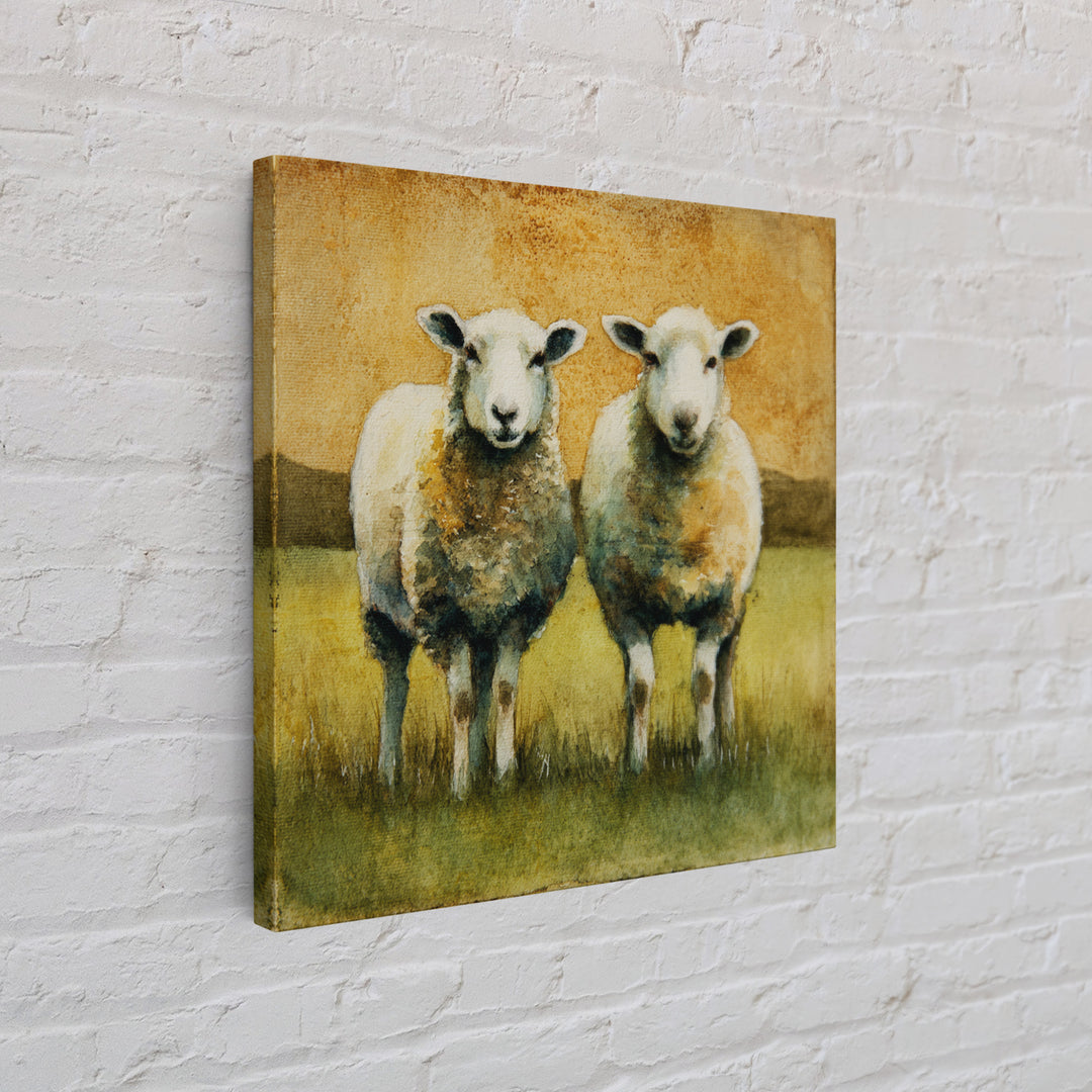 Watercolor Sheep in a Green Pasture Canvas Print, Country Art, Oil Painting, Farmhouse Decor, Country, Digital Art Prints, COU-1x1-23
