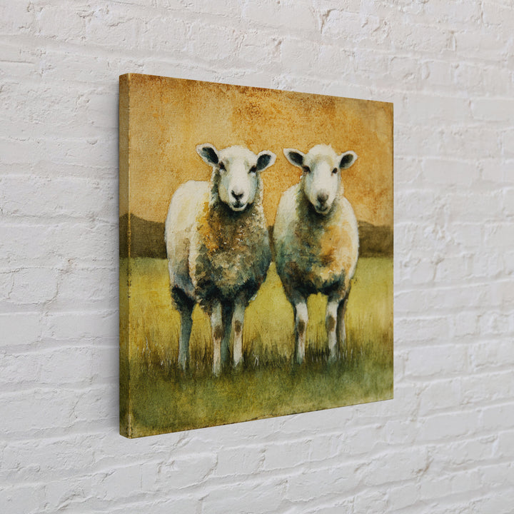 Watercolor Sheep in a Green Pasture Canvas Print, Country Art, Oil Painting, Farmhouse Decor, Country, Digital Art Prints, COU-1x1-23
