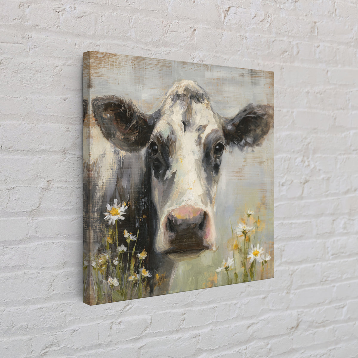 Cow Portrait with Gentle Farmhouse Personality Canvas Print, Country Art, Home Decor, Farmhouse Decor, Fine Art, Country, COU-1x1-4