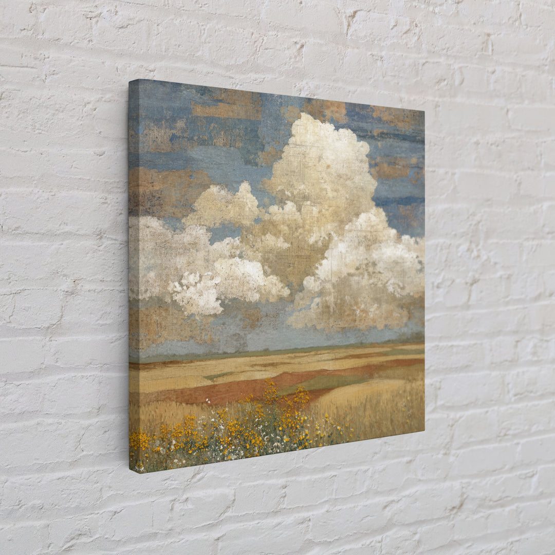 Cornfield under Dramatic Summer Clouds Framed Canvas Print, Country Art, Floral Wall Art, Farmhouse Decor, Abstract Art, COU-1x1-42