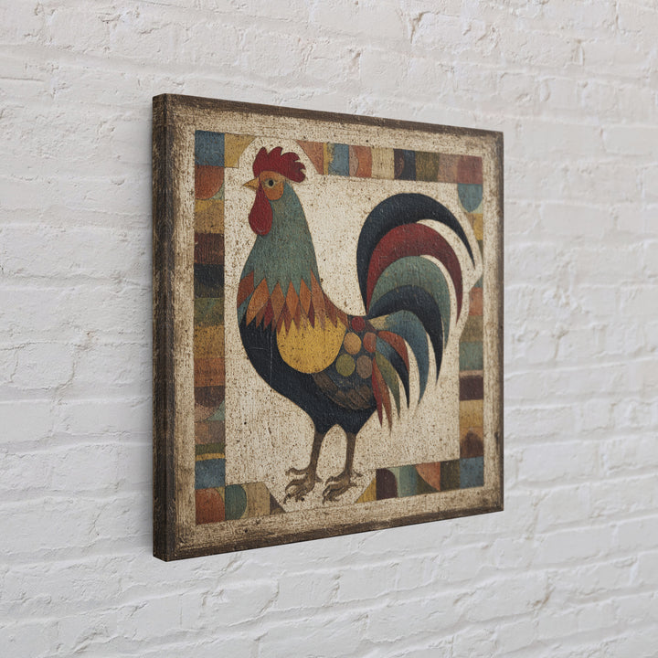 Rooster in Bold Folk Art Color Canvas Print, Country Art, Gallery Wall Art, Farmhouse Decor, Fine Art, Country, COU-1x1-5