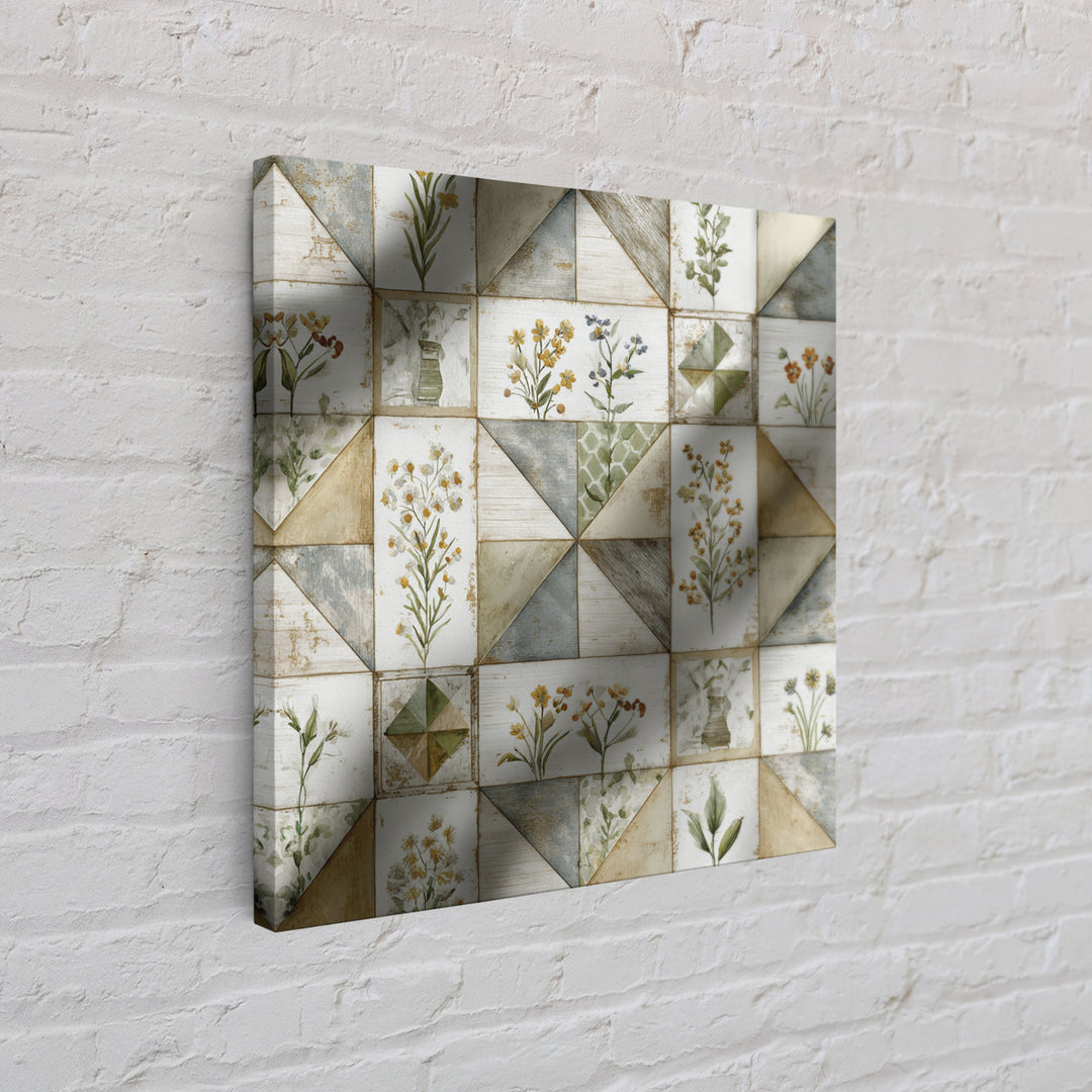 Quilt Geometric Folk Pattern Canvas Print, Country Art, Farmhouse Wall Decor, Farmhouse Decor, Abstract Art, Country, COU-1x1-60