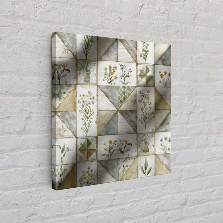 Quilt Geometric Folk Pattern Canvas Print, Country Art, Farmhouse Wall Decor, Farmhouse Decor, Abstract Art, Country, COU-1x1-60