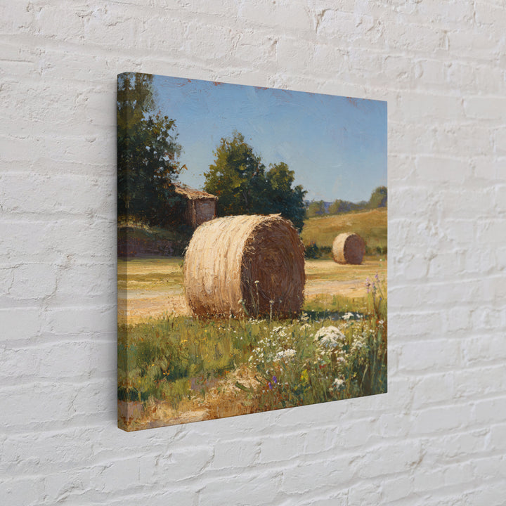 Hay Bales in Late Afternoon Sun Framed Canvas Print, Country Art, Floral Wall Art, Farmhouse Decor, Fine Art, Country, COU-1x1-68