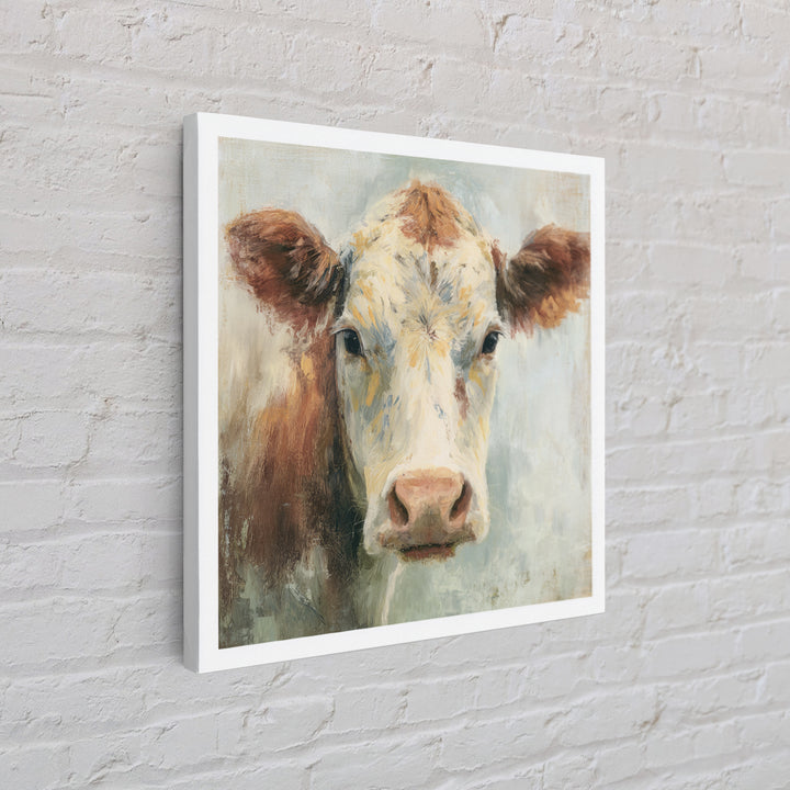 Cow Portrait with Gentle Farmhouse Personality Canvas Print, Country Art, Eclectic Wall Art, Farmhouse Decor, Oil Painting, COU-1x1-76