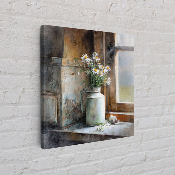 Milk Can and Daisies Rustic Still Life Canvas Print, Country Art, Statement Artwork, Farmhouse Decor, Fine Art, Country, COU-1x1-85