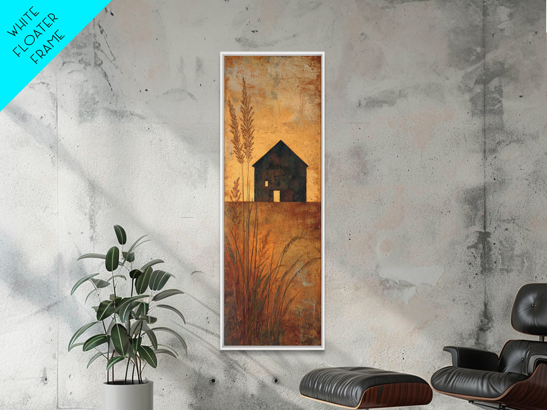 Rustic Barn Silhouette Framed Canvas Print, Country Art, Home Decor, Farmhouse Decor, Abstract Art, Country, Printable Art, COU-1x3-15