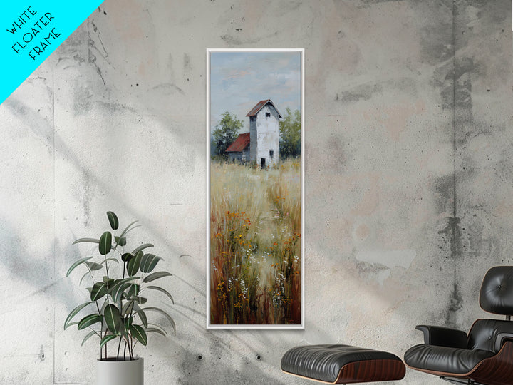 White Farmhouse Surrounded by Tall Grass Canvas Print, Country Art, Floral Wall Art, Farmhouse Decor, Fine Art, Country, COU-1x3-22