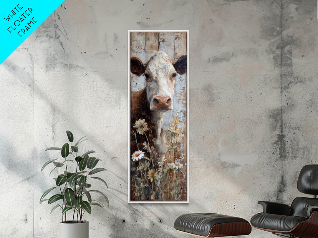 Cow Portrait with Gentle Farmhouse Personality Canvas Print, Country Art, Digital Prints, Farmhouse Decor, Fine Art, Country, COU-1x3-40