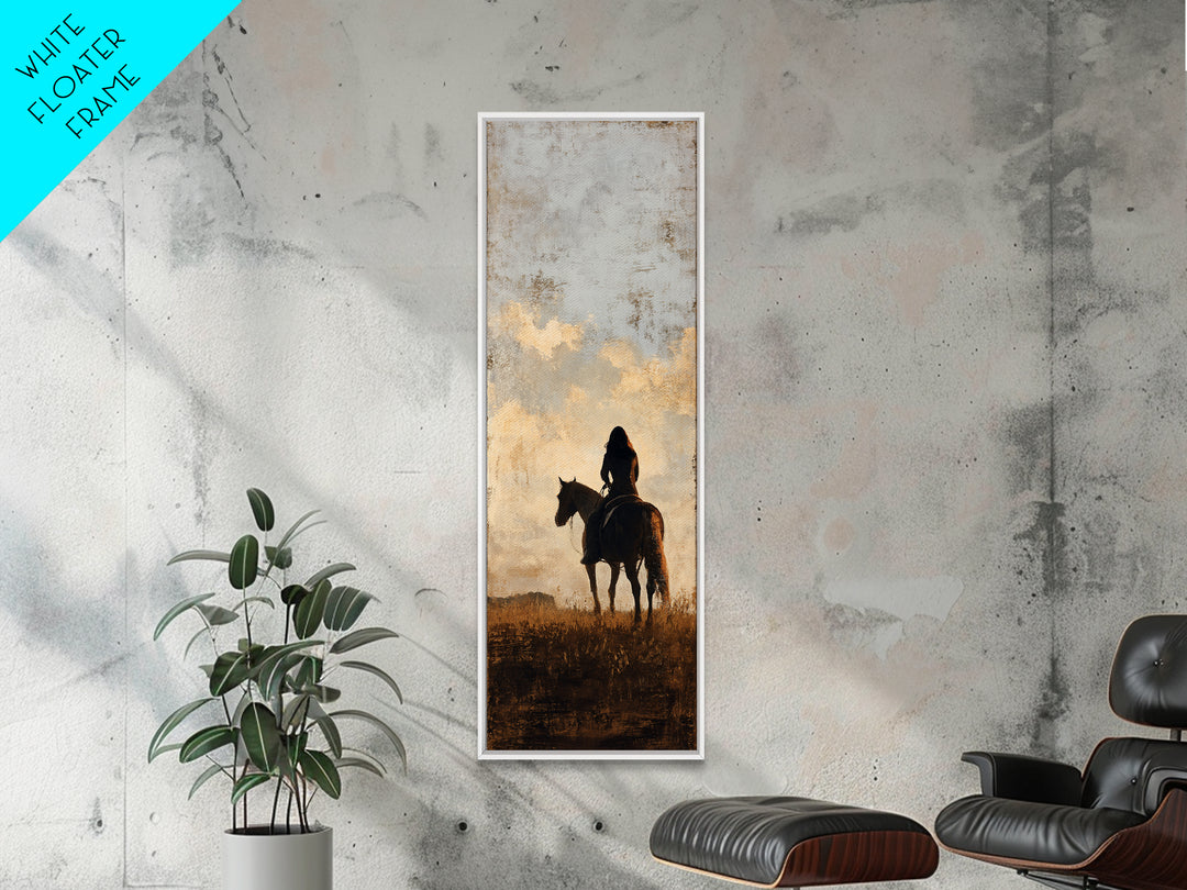 Horse and Rider Silhouette at Dusk Canvas Print, Country Art, Farmhouse Wall Art, Farmhouse Decor, Fine Art, Country, COU-1x3-5