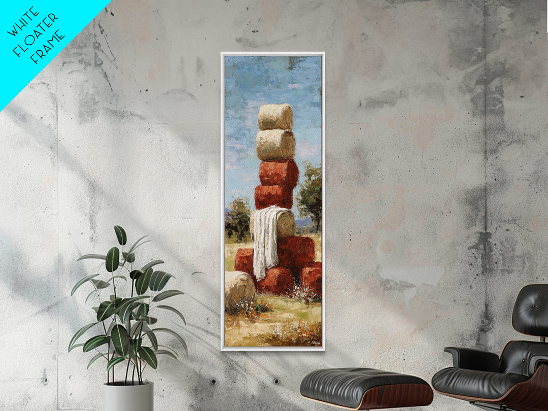 Hay Bales in Late Afternoon Sun Canvas Print, Country Art, Original Painting, Farmhouse Decor, Country, Farmhouse Wall Decor, COU-1x3-56