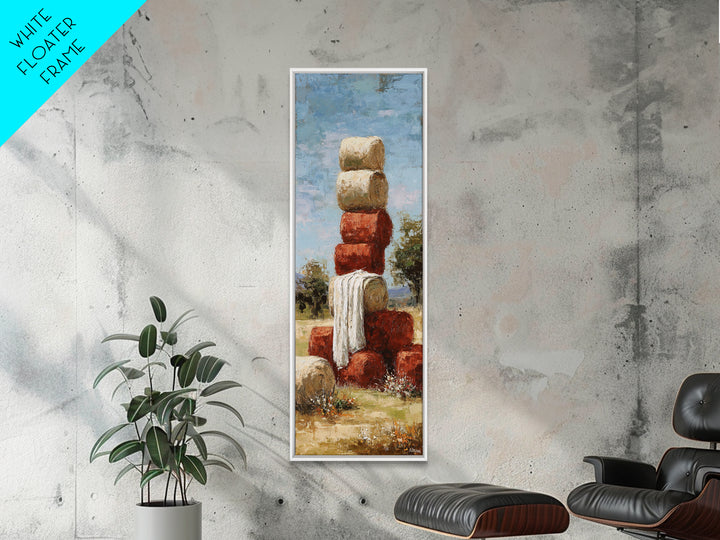 Hay Bales in Late Afternoon Sun Canvas Print, Country Art, Original Painting, Farmhouse Decor, Country, Farmhouse Wall Decor, COU-1x3-56
