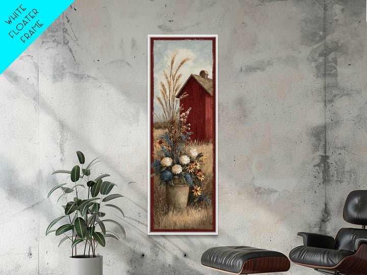 Dog Resting Beside a Porch Flower Pot Framed Canvas Print, Country Art, French Country Decor, Farmhouse Decor, Country, COU-1x3-58
