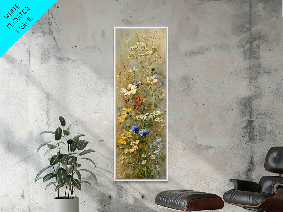 Wildflower Meadow Beside an Old Fence Framed Canvas Print, Country Art, Wall Decor, Farmhouse Decor, Oil Painting, Country, COU-1x3-62