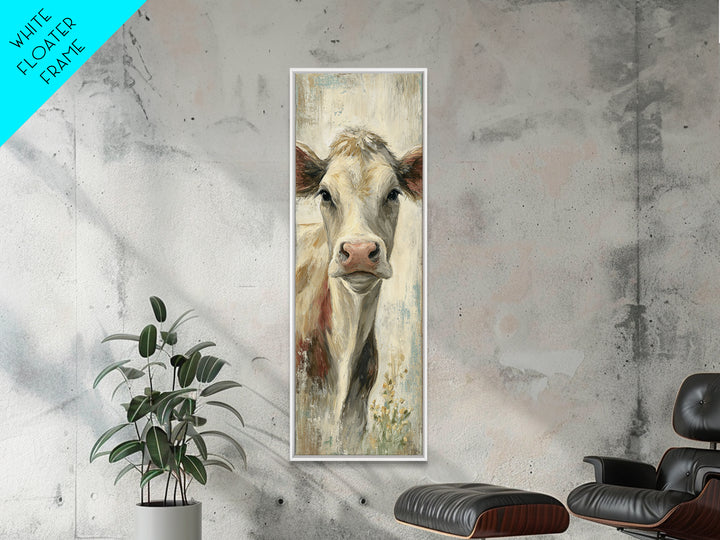 Cow Portrait with Gentle Farmhouse Personality Framed Canvas Print, Country Art, Digital Wall Art, Farmhouse Decor, Country, COU-1x3-64