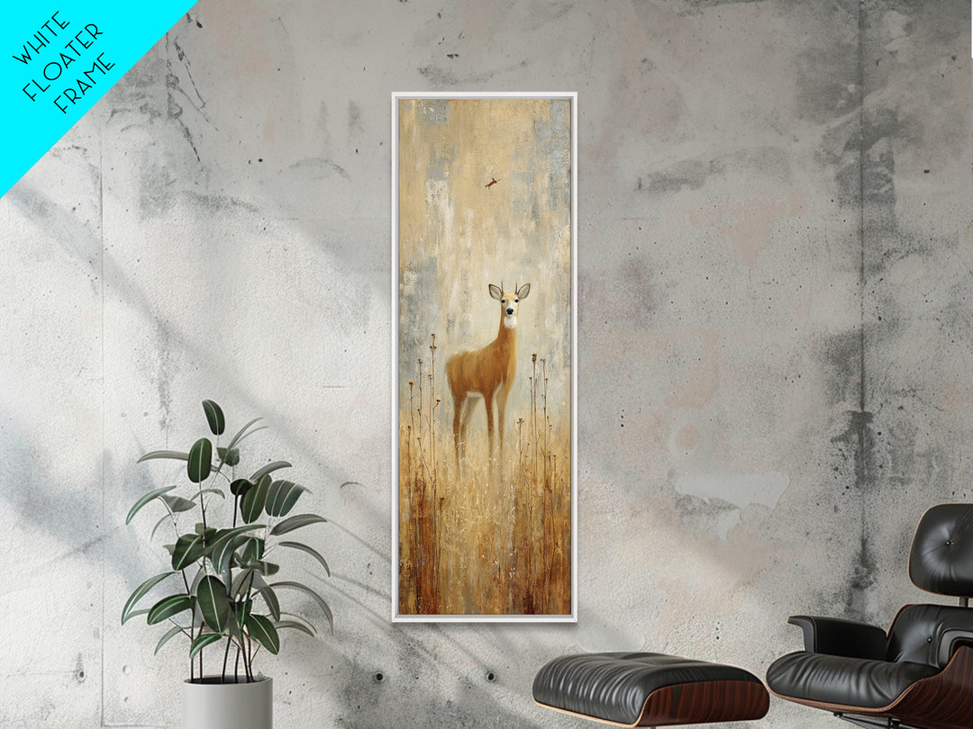 Deer Crossing a Misty Morning Field Framed Canvas Print, Country Art, Farmhouse Wall Decor, Farmhouse Decor, Fine Art, Country, COU-1x3-71