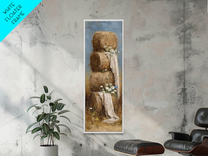 Hay Bales in Late Afternoon Sun Framed Canvas Print, Country Art, Fine Art Print, Farmhouse Decor, Fine Art, Country, COU-1x3-8