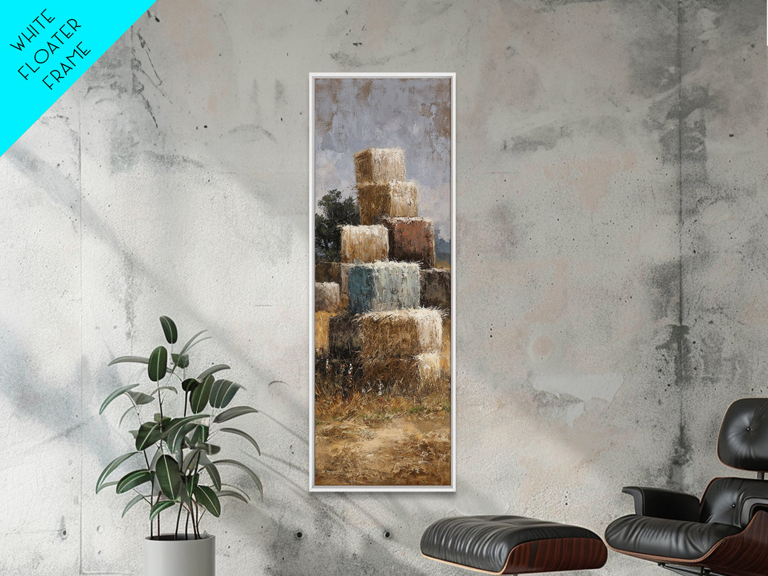 Hay Bales in Late Afternoon Sun Framed Canvas Print, Country Art, Printable Art, Farmhouse Decor, Country, French Country, COU-1x3-80