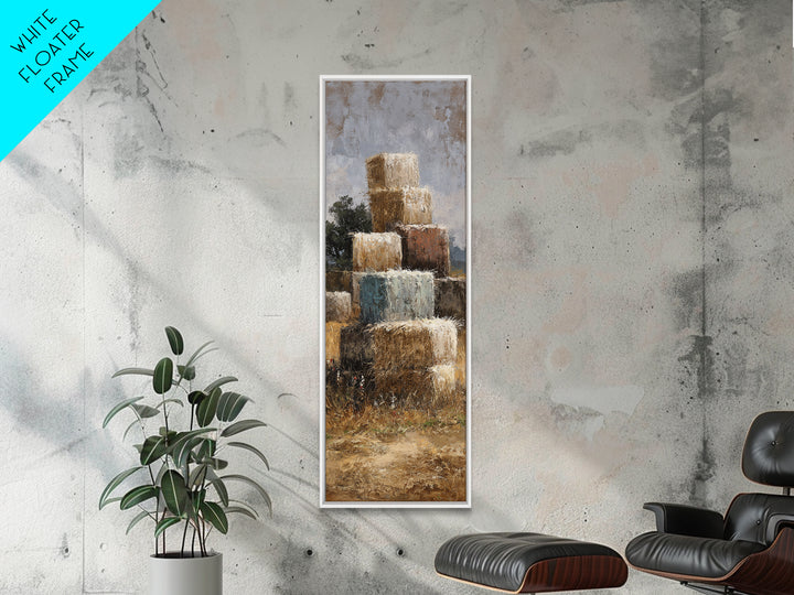Hay Bales in Late Afternoon Sun Framed Canvas Print, Country Art, Printable Art, Farmhouse Decor, Country, French Country, COU-1x3-80