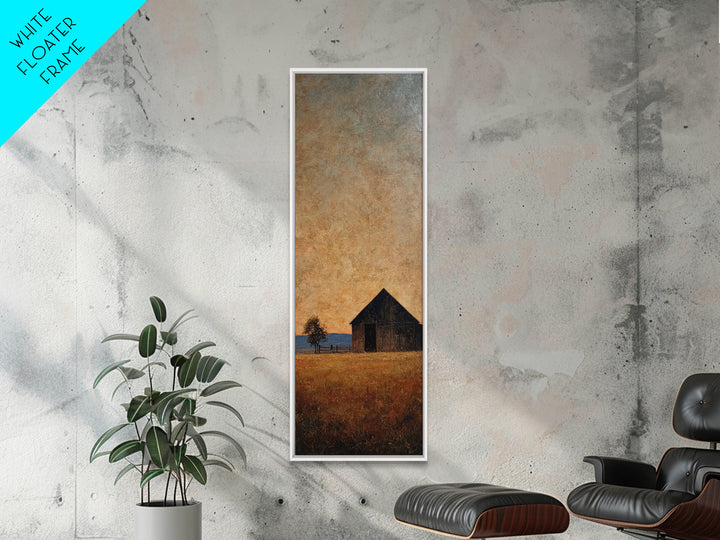 Rustic Barn Silhouette Framed Canvas Print, Country Art, Eclectic Wall Art, Farmhouse Decor, Fine Art, Country, Boho Decor, COU-1x3-87