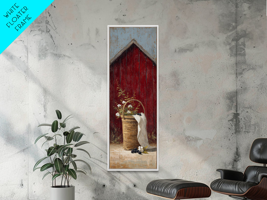 Blackberry Basket with Linen Cloth Canvas Print, Country Art, Wall Decor, Farmhouse Decor, Abstract Art, Country, Wall Art, COU-1x3-9