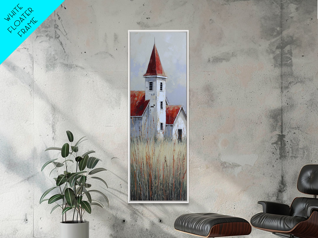 White Farmhouse Surrounded by Tall Grass Canvas Print, Country Art, Modern Decor, Farmhouse Decor, Fine Art, Country, COU-1x3-94