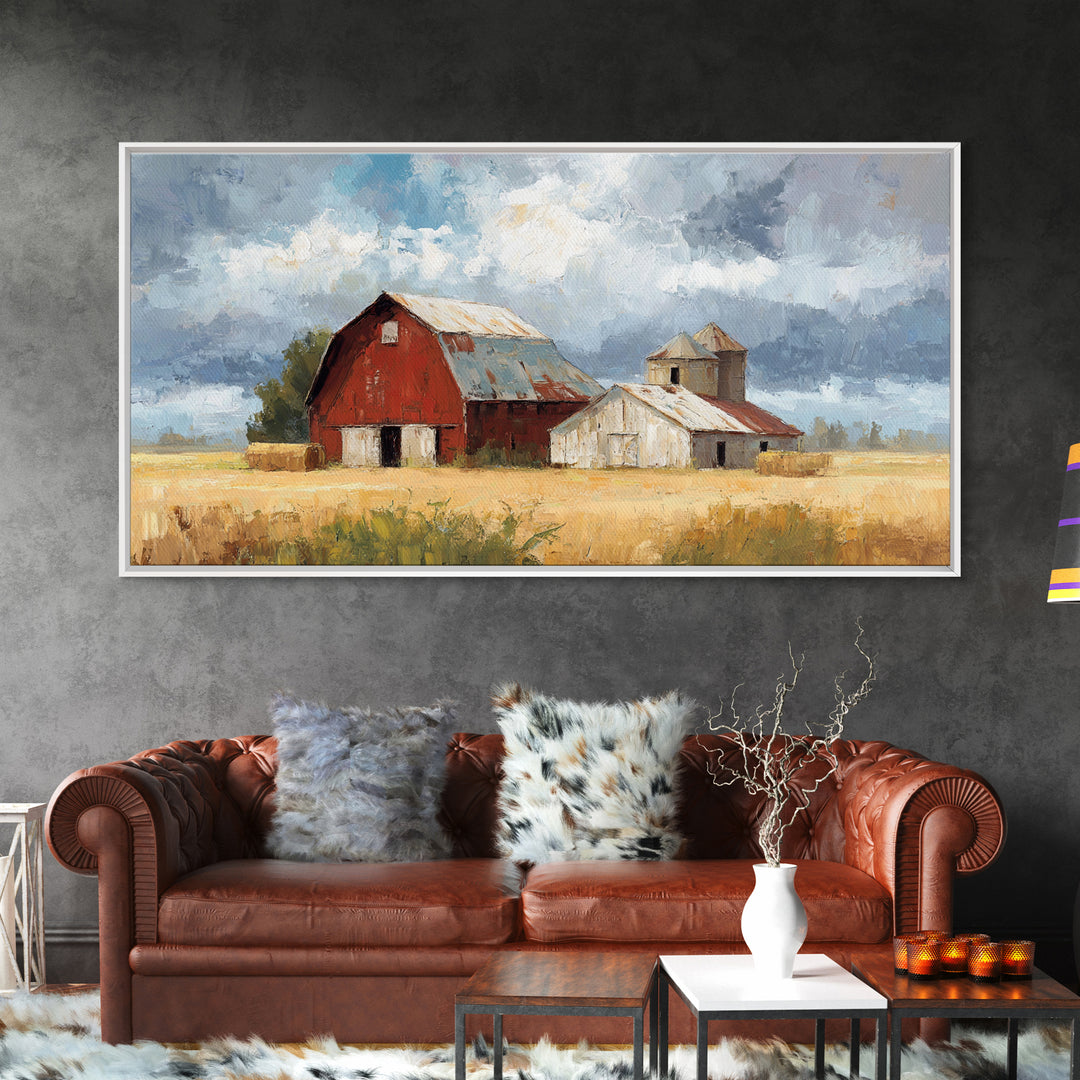 Cornfield under Dramatic Summer Clouds Canvas Print, Country Art, Room Decor, Farmhouse Decor, Oil Painting, Country, COU-2x1-62