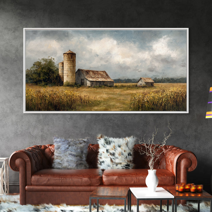 Cornfield under Dramatic Summer Clouds Framed Canvas Print, Country Art, Home Decor, Farmhouse Decor, Fine Art, Country, COU-2x1-86