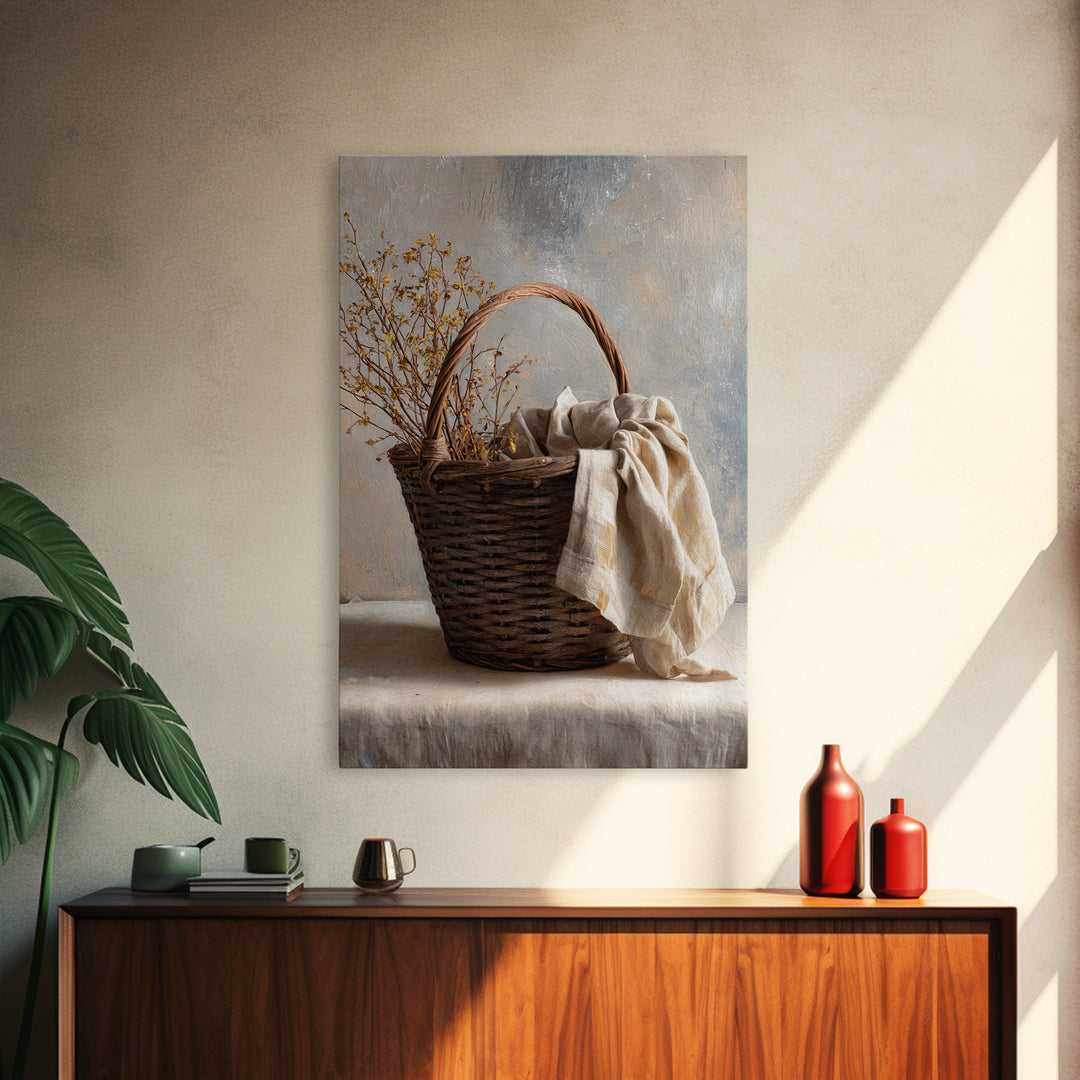 Blackberry Basket with Linen Cloth Canvas Print, Country Art, Farmhouse Decor, Abstract Art, Country, French Country, COU-2x3-77