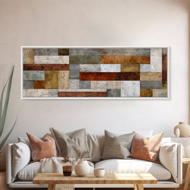 Quilt Geometric Folk Pattern Framed Canvas Print, Country Art, Room Decor, Farmhouse Decor, Fine Art, Country, COU-3x1-52