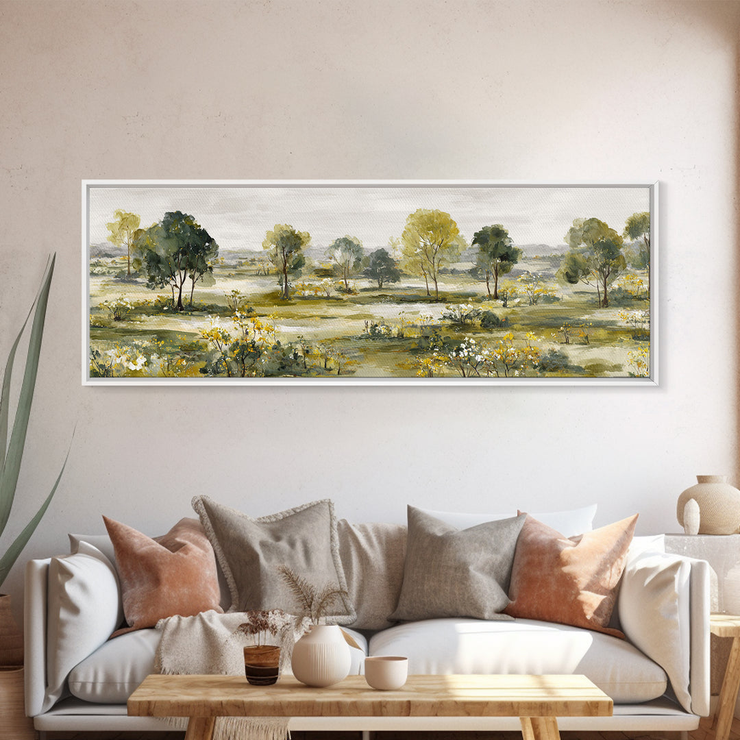 Apple Orchard with Warm Autumn Light Canvas Print, Country Art, Luxury Decor, Farmhouse Decor, Oil Painting, Country, COU-3x1-70
