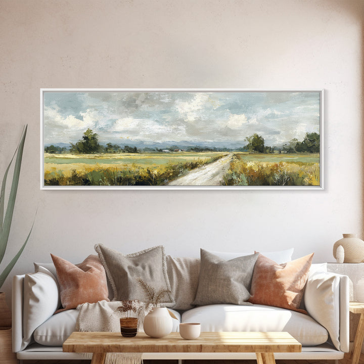 Cornfield under Dramatic Summer Clouds Framed Canvas Print, Country Art, Digital Print, Farmhouse Decor, Fine Art, Country, COU-3x1-82