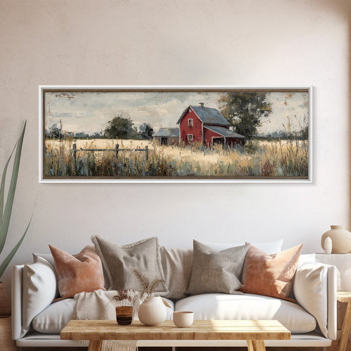 Wildflower Meadow Beside an Old Fence Framed Canvas Print, Country Art, Farmhouse Wall Decor, Farmhouse Decor, Country, COU-3x1-90