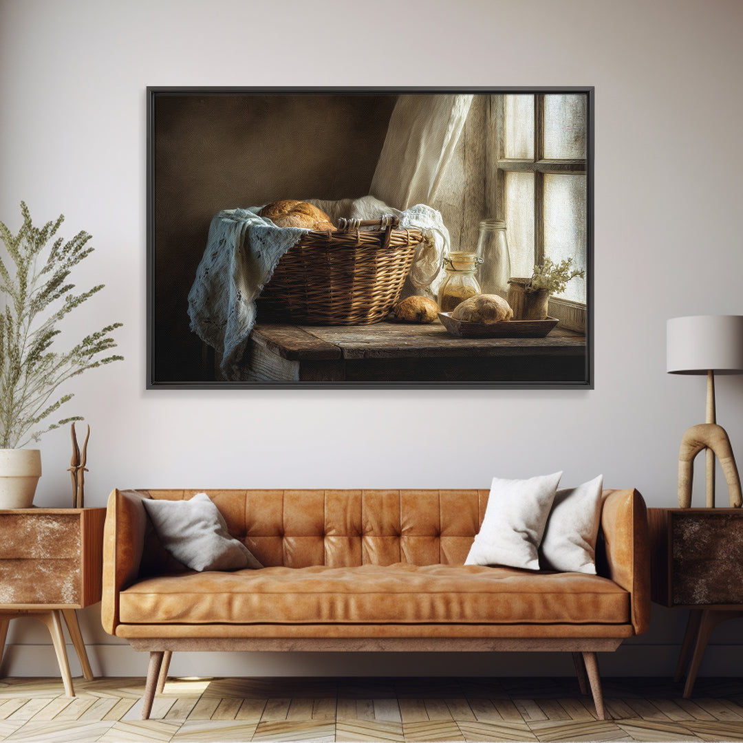 Blackberry Basket with Linen Cloth Canvas Print, Country Art, Farmhouse Decor, Abstract Art, Country, French Country, COU-3x2-1