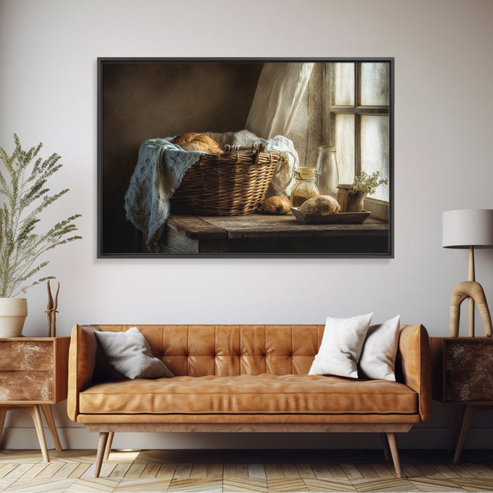 Blackberry Basket with Linen Cloth Canvas Print, Country Art, Farmhouse Decor, Abstract Art, Country, French Country, COU-3x2-1