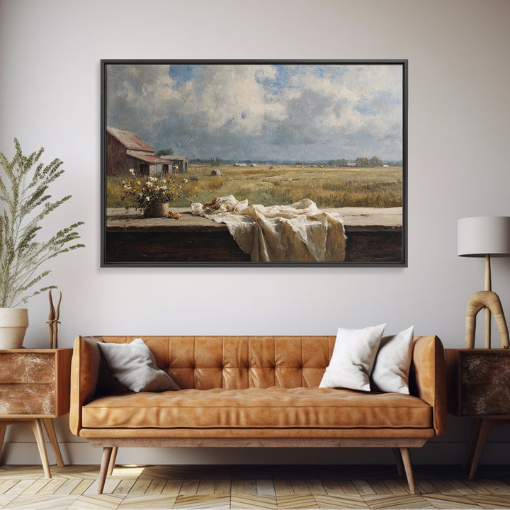 Cornfield under Dramatic Summer Clouds Canvas Print, Country Art, Oil Painting, Farmhouse Decor, Country, Digital Art Prints, COU-3x2-22