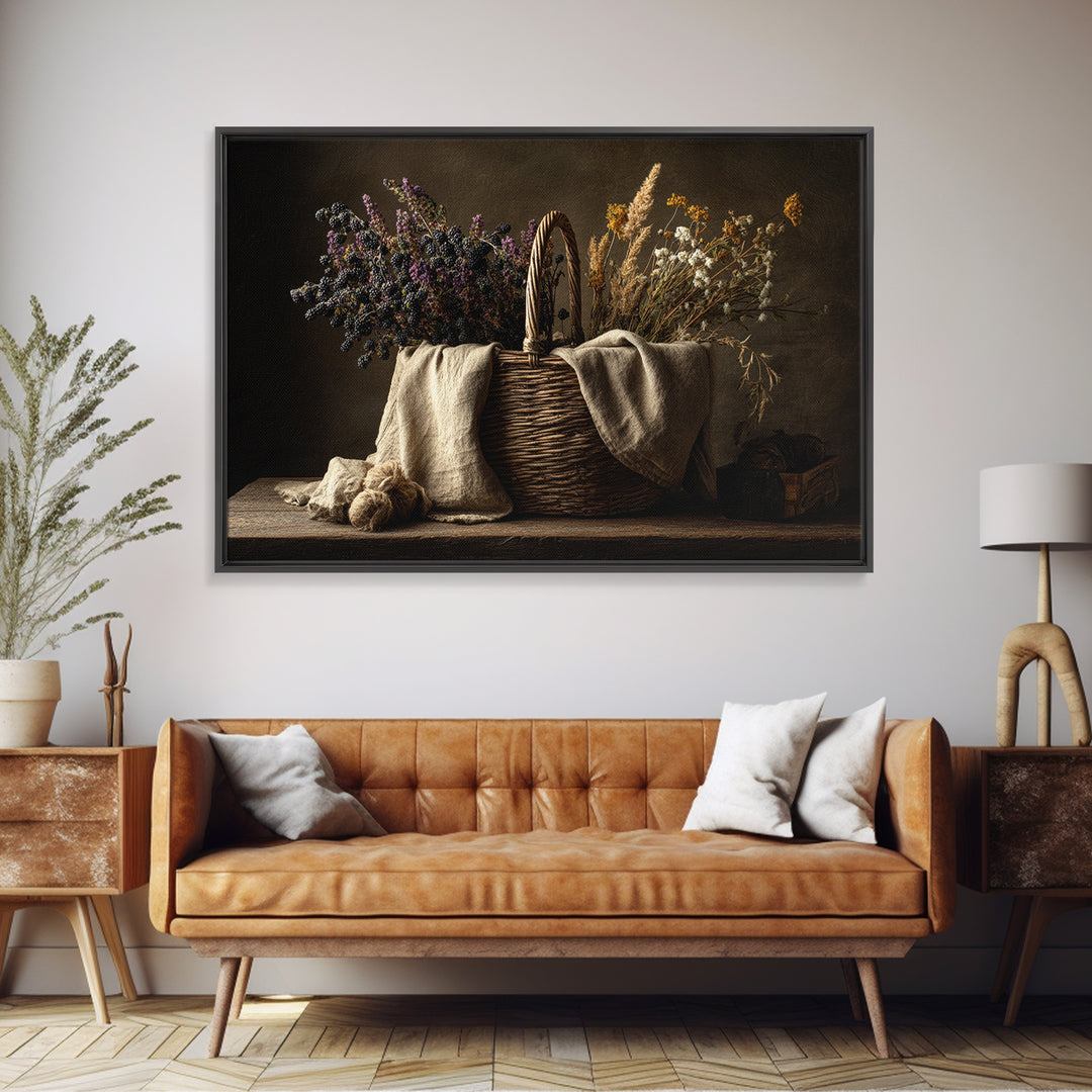 Blackberry Basket with Linen Cloth Canvas Print, Country Art, Eclectic Wall Art, Farmhouse Decor, Fine Art, Country, Boho Decor, COU-3x2-49