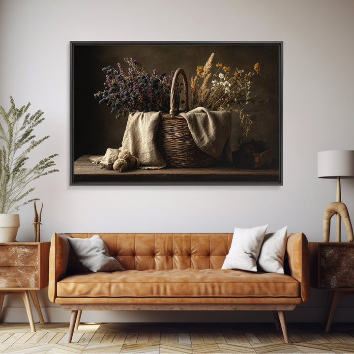 Blackberry Basket with Linen Cloth Canvas Print, Country Art, Eclectic Wall Art, Farmhouse Decor, Fine Art, Country, Boho Decor, COU-3x2-49