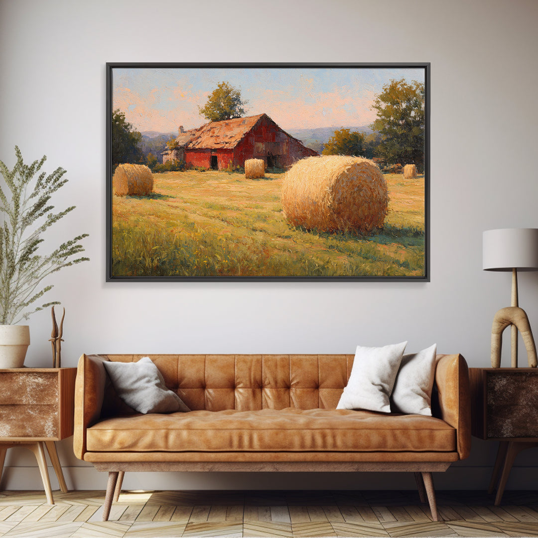 Hay Bales in Late Afternoon Sun Canvas Print, Country Art, Neutral Decor, Farmhouse Decor, Fine Art, Country, Home Decor, COU-3x2-72