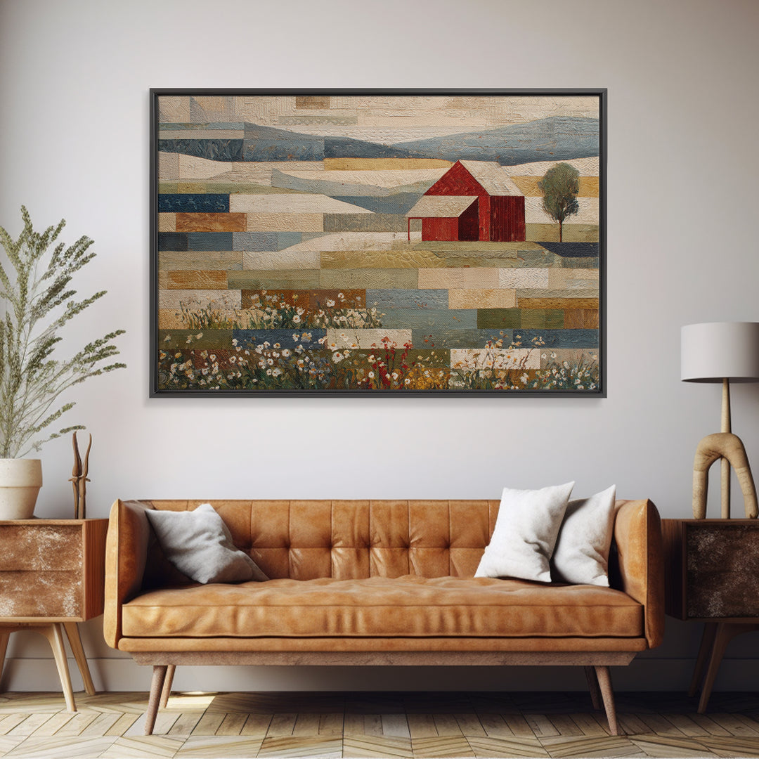 Quilt Geometric Folk Pattern Canvas Print, Country Art, Boho Decor, Farmhouse Decor, Fine Art, Country, Art Prints, COU-3x2-88