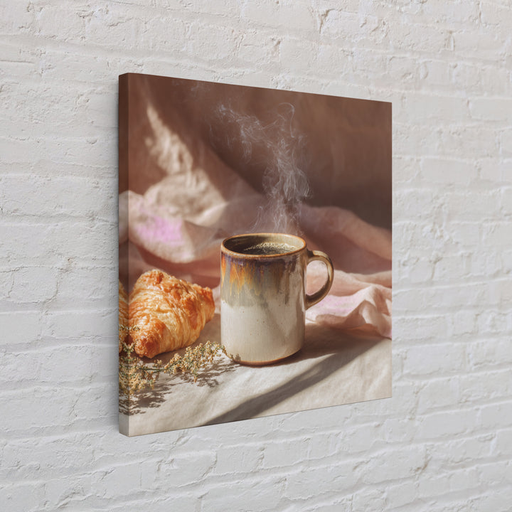 Espresso Cup with Rising Steam and Warm Framed Canvas Print, Coffee Shop Art, Modern Decor, Cafe Decor, Fine Art, Cafe, CSA-1x1-1
