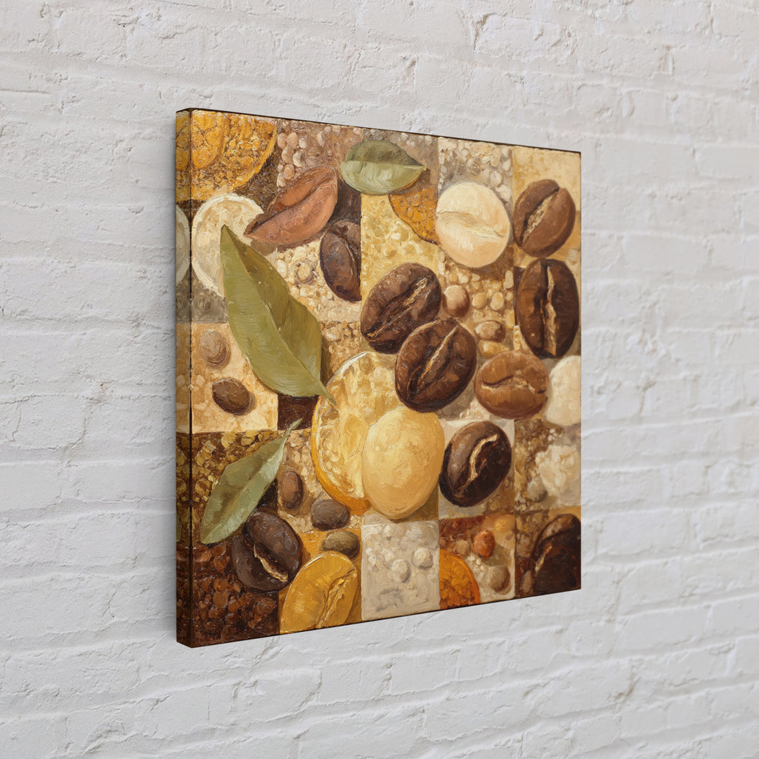 Coffee Bean Pattern Canvas Print, Coffee Shop Art, Kitchen Gift, Cafe Decor, Oil Painting, Cafe, Coffee Art, Food Art, CSA-1x1-15