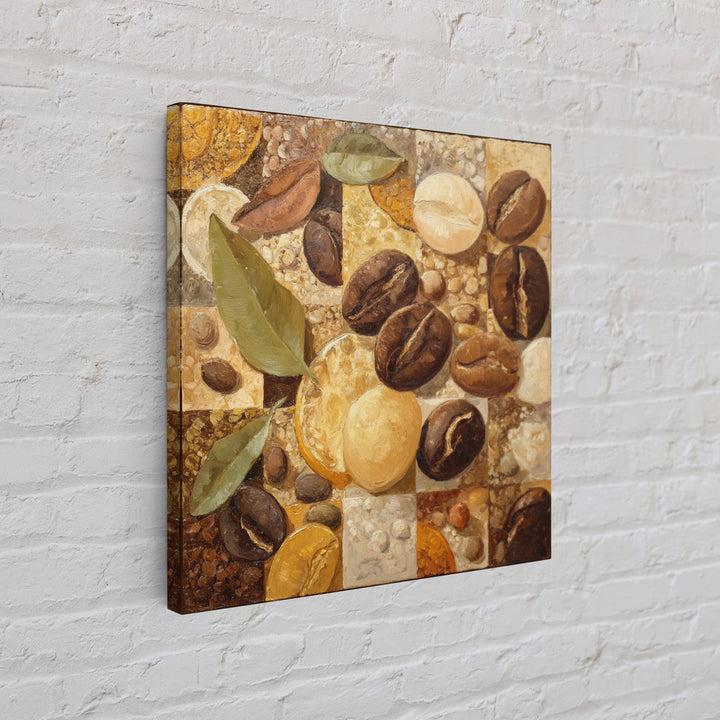 Coffee Bean Pattern Canvas Print, Coffee Shop Art, Kitchen Gift, Cafe Decor, Oil Painting, Cafe, Coffee Art, Food Art, CSA-1x1-15