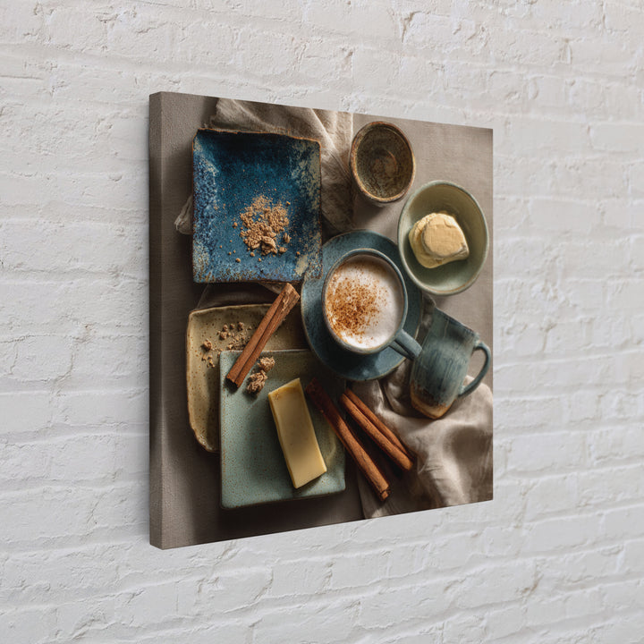 Cinnamon Sticks and Cappuccino Foam Still Life Framed Canvas Print, Coffee Shop Art, Gothic Wall Art, Cafe Decor, CSA-1x1-24