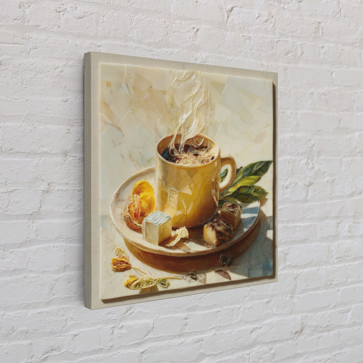 Espresso Cup with Rising Steam and Warm Canvas Print, Coffee Shop Art, Room Decor, Cafe Decor, Fine Art, Cafe, Canvas Wall Art, CSA-1x1-25