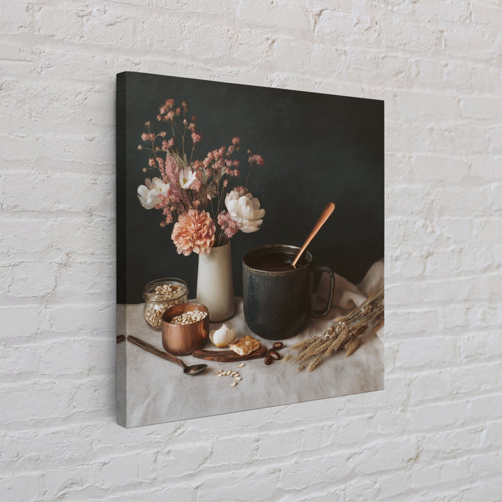 Moody Dark Roast Still Life Framed Canvas Print, Coffee Shop Art, Gallery Decor, Cafe Decor, Fine Art, Cafe, Wall Art, CSA-1x1-32