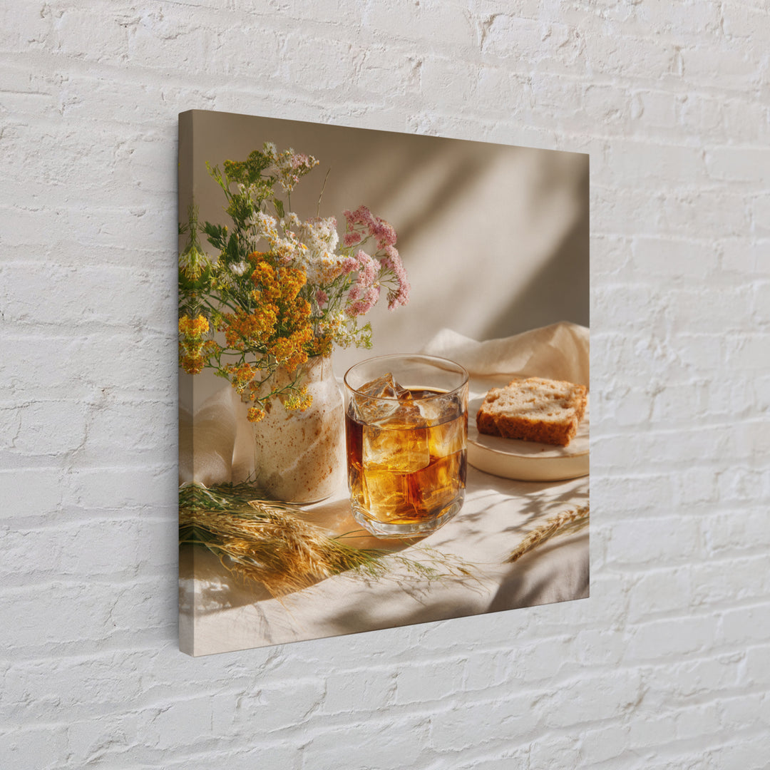 Iced Coffee Glass Canvas Print, Coffee Shop Art, Canvas Print, Cafe Decor, Fine Art, Cafe, Neutral Decor, Modern Decor, CSA-1x1-35